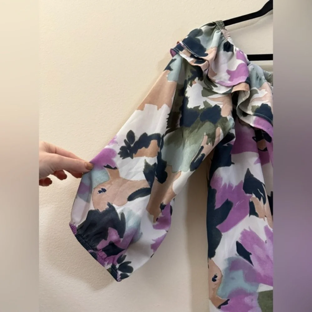 J. Crew Mercantile Watercolor Off the Shoulder‎ Floral Top - M